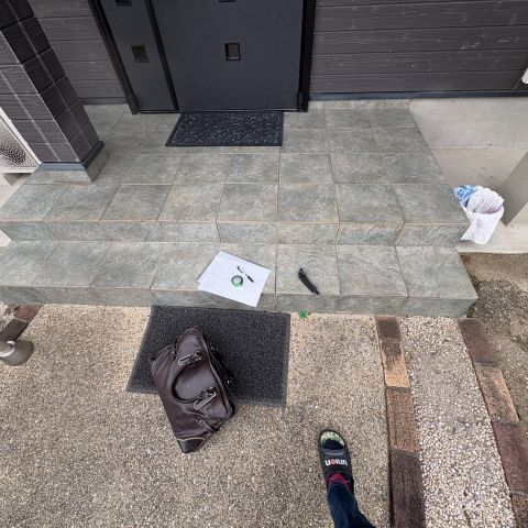 玄関タイル補修工事